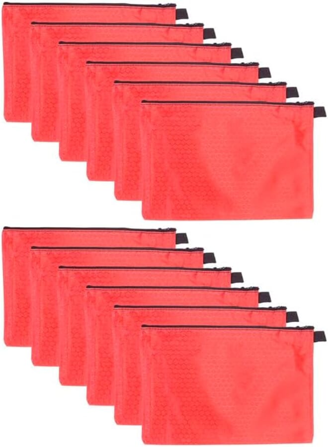 3A Fabric Paper Binder 23 * 32 cm With Zipper 12 Pieces - Red A4-2005